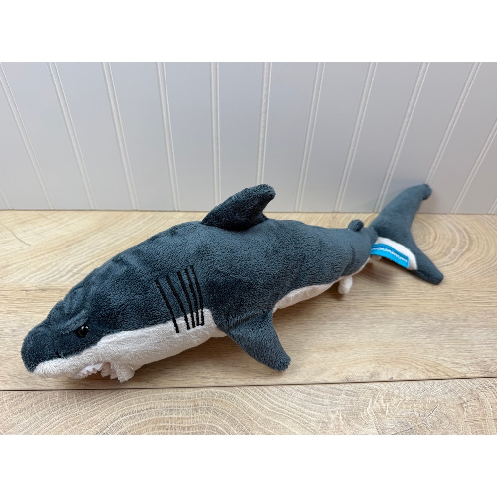 Newport Adventure Aquarium Great White Shark Plush Stuffed Animal Grey White 13"